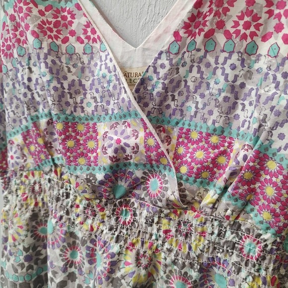 Natural Reflections Dress Womens Sz M Pink Floral Cotton Sleeveless Coquette - Picture 2 of 7